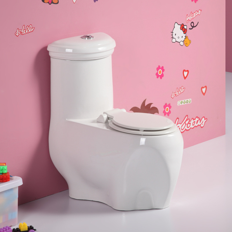 Inodoro infantil para guardería, bonito inodoro de cerámica con diseño de dibujos animados, ahorrador de agua, para proyectos de educación temprana.