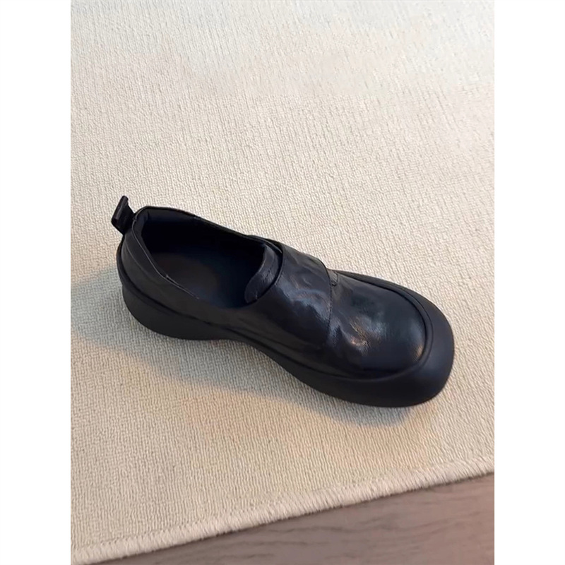 New French Thick-Soled Loafers for Women 2025 Autumn and Winter New Style Soft-Soled Soft Leather Shoes British Small Leather Shoes