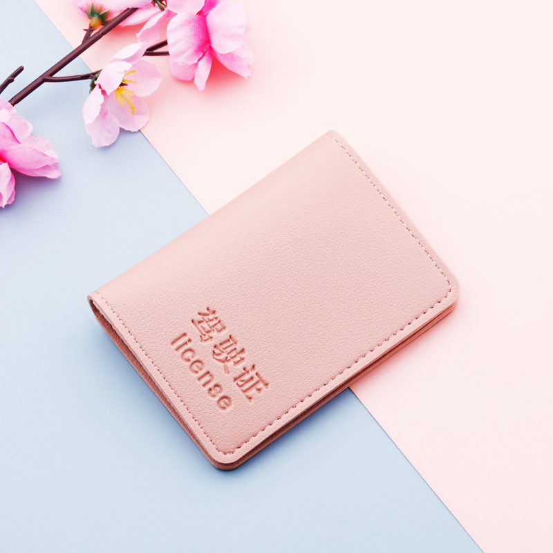 Caja de cuero vertical de la licencia de conducir del vehículo de motor titular de la tarjeta ultrafino de la licencia de conducir de las mujeres carnet de conducir caja de la tarjeta Linda bolsa de la licencia de conducir