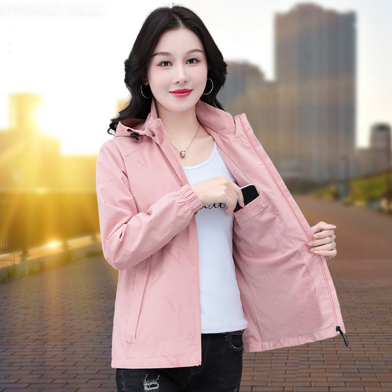 Women's Outdoor Jacket Spring and Autumn Windproof and Waterproof 2025 New Autumn Hooded Easiest for Match Casual Popular Jacket