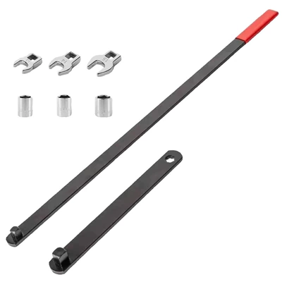 8-Piece Set of Idler Wheel Wrenches with Gauge, Chrome Vanadium Steel Socket Wrench, Engine Pulley Adjustment Wrench, New (Mühərrik alətləri) - 301-8-piece-pulley-wrench-set