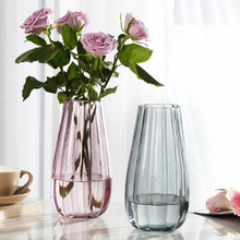 欧式创意玻璃彩色花瓶透明水培富贵竹百合中式插花花瓶客厅摆件