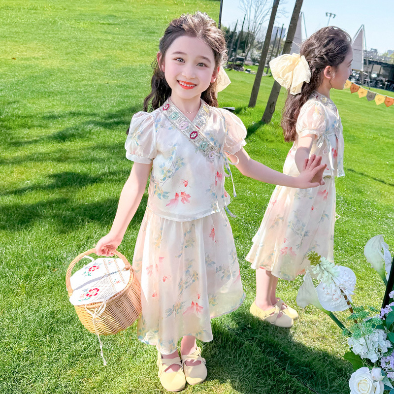 汉服女童夏装套装2024新款儿童新中式两件套中国风小童唐装裙子
