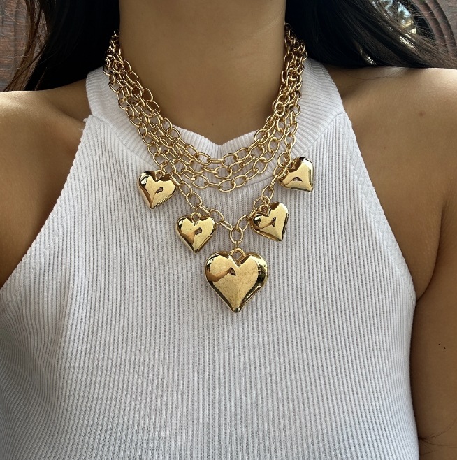 50g Weight CCB Pendant Material Necklace Classification Aluminum Chain Material Paperclip Chain Chain Type 1 Piece Quantity Daily Occasion CCB, Aluminum Material Heart Shape Pattern Women's Gender Plating Design Exaggerated Style Exaggerated Heart Shape CCB Aluminum Paperclip Chain Statement Necklaces Wholesale 2