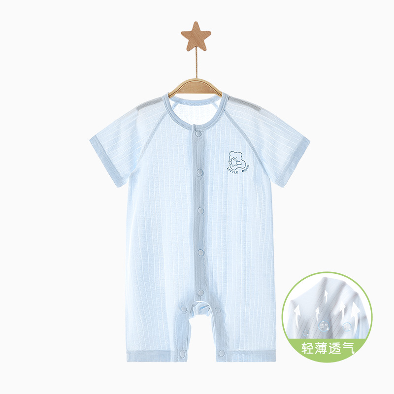 Bebé mono verano hombres y mujeres niños de manga corta delgada mampara transpirable mampara ropa de verano para bebés ropa de recién nacido