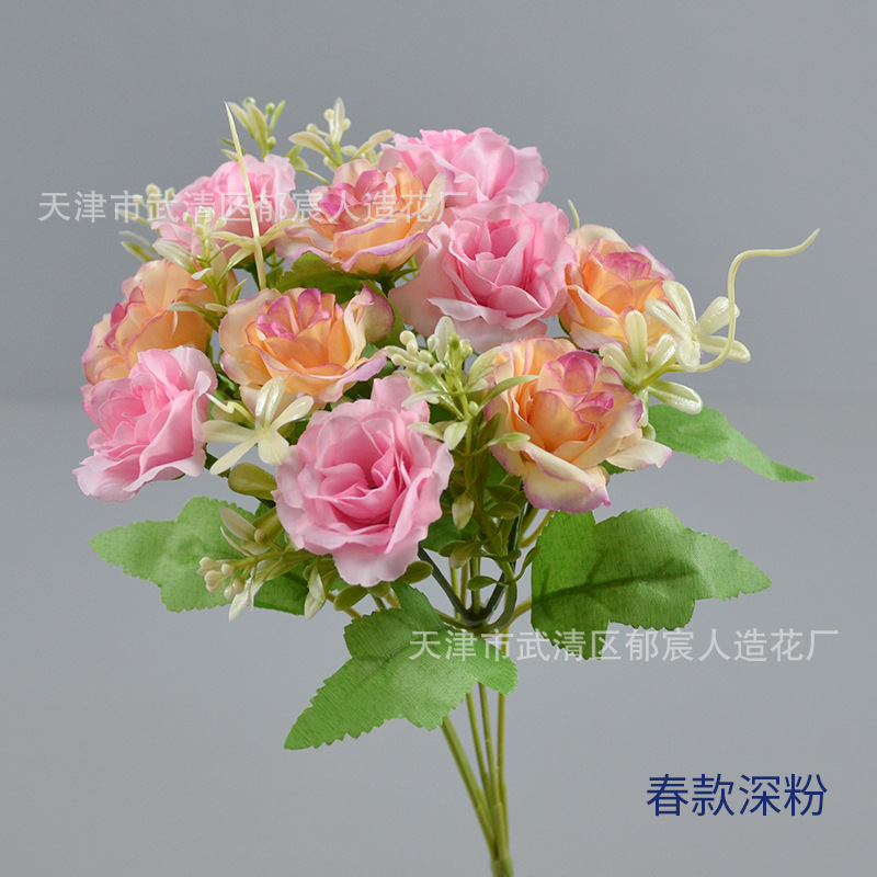 22 rosas de diamante paquete de otoño primavera corona floral centro comercial vitrinas para colocar sala de estar comedor decoración