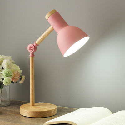 Nordic Desk Lamp Eye Protection Bedroom Desk Dormitory Simple Bedroom Bedside Lamp Macaron Wooden Table Lamp Cross-border Exclusive