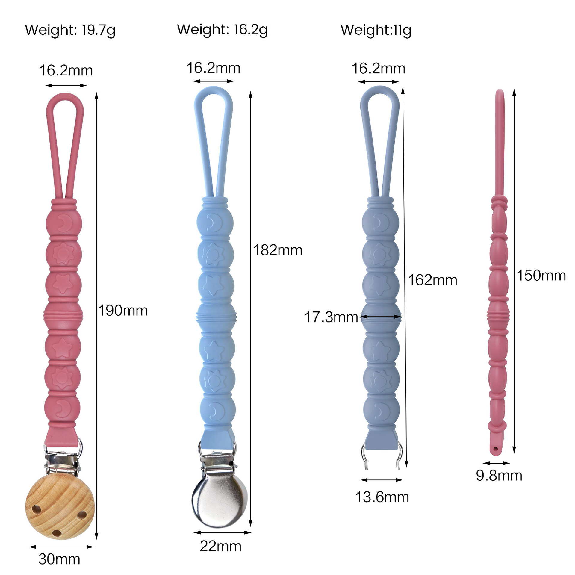 Baby silicona de grado alimenticio mini tetina cadena de goma de goma anti-caída pulsera de beech anti-caída clip de tetina bebé clip de tetina