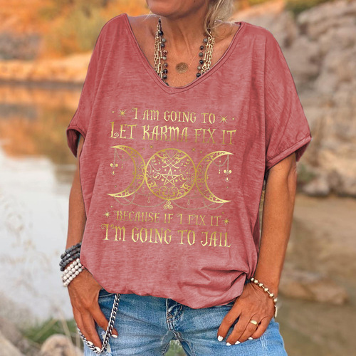 2025 New Summer Fashion 3D Print Women's Top T-Shirt V-Neck Seven-Sleeve Casual Fashion Trend Short Sleeve