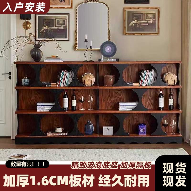 Living Room Medieval Retro Simple Storage French Bookcase Living Room Display Cabinet Storage Cabinet High-End Bookshelf Integrated