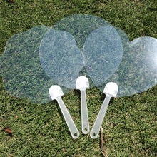 空白透扇定 制绘画幼儿园diy手工迷你扇批发儿童涂鸦透明手扇批发