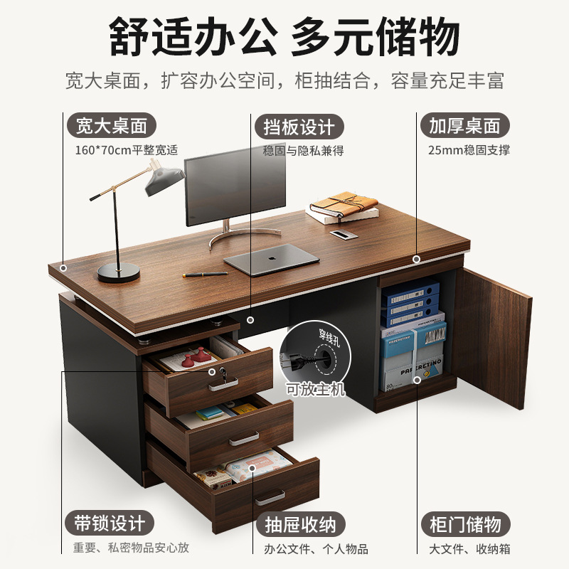 Escritorio de oficina jefe mesa Luz de lujo de alto grado Mesa Grande mesa de personal de oficina mesa y silla combinación simple Escritorio de oficina moderno