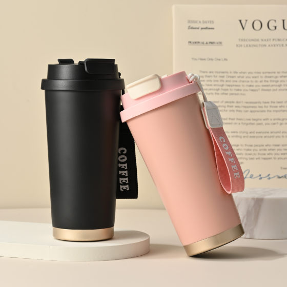 New high-value accompanying coffee cup lily-of-the-valley 316 stainless steel thermos cup double drink with handle portable water cup