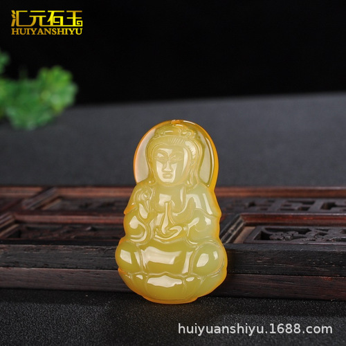 Natural Colorful Agate Guanyin Buddha Pendant Chrysoprase Maitreya Buddha Laughing Buddha Bodhisattva Pendant Live Broadcast Supply Wholesale