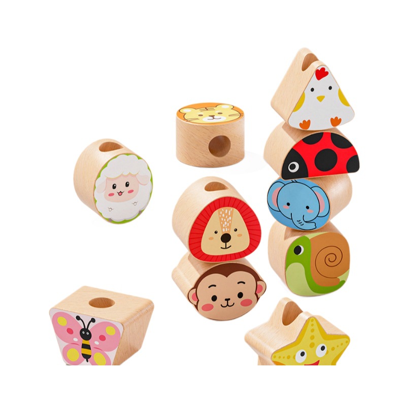 Bebés y niños de educación temprana entrenamiento de cuentas de entrenamiento de concentración cuerda de hilo para bebés 1 - 2 años 3 granos de bloques de construcción juguetes de puzzle