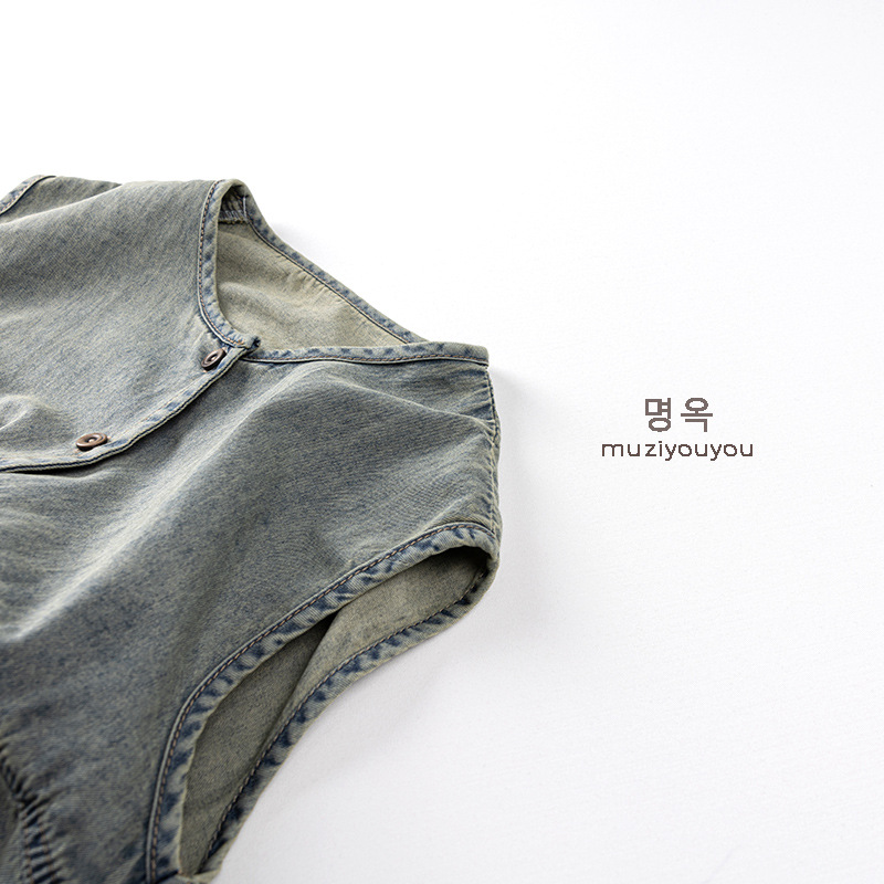 Chaleco de mezclilla delgado para niños 2025 verano nuevo estilo para niños y niñas chaleco delgado para bebés versión japonesa y coreana para niños de moda