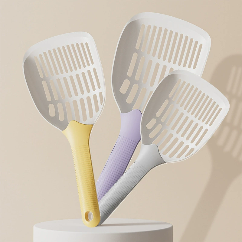 Готовая к использованию лопатка для кошачьего туалета, инструмент для уборки за животными, длинная ручка, мелкие отверстия, простой полый дизайн, совок для кошек, оптовые поставки зоотоваров