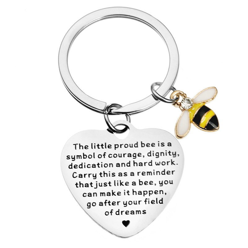 Transfronterizo caliente Bee Love Metal creativo llavero de acero inoxidable Día del Maestro Día de San Valentín regalo de Navidad