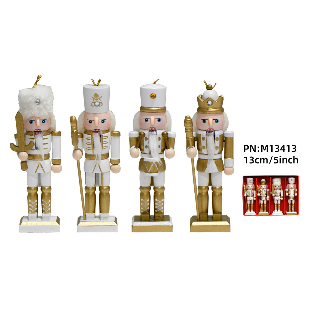 Tráfico fronterizo de madera cascanueces soldados adornos 13cm set tetra dopamina colgante árbol de Navidad hogar marionetas rey