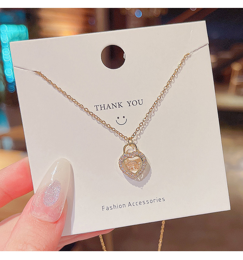 Korean style beating heart titanium steel necklace female geometric clavicle chain