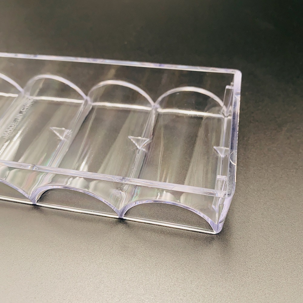 Bandeja de caja de chips de plástico de suministro con tapa 100 piezas caja de rack de chips de acrílico transparente caja de chips de plástico personalizada