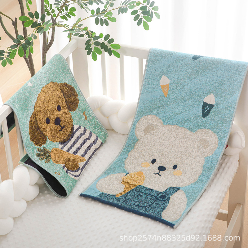 Pure Cotton Gauze Large Towel 34X75 Cartoon Face Towel Household Soft Absorbent Adult Couple Category a Bath Towel