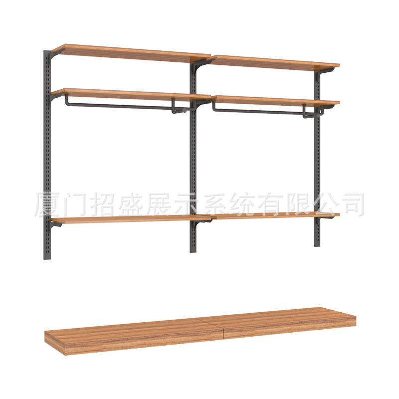 Tienda de ropa para hombres estante de exhibición percha pared montada en el piso Net tienda roja decoración colgante de pared estante para hombres