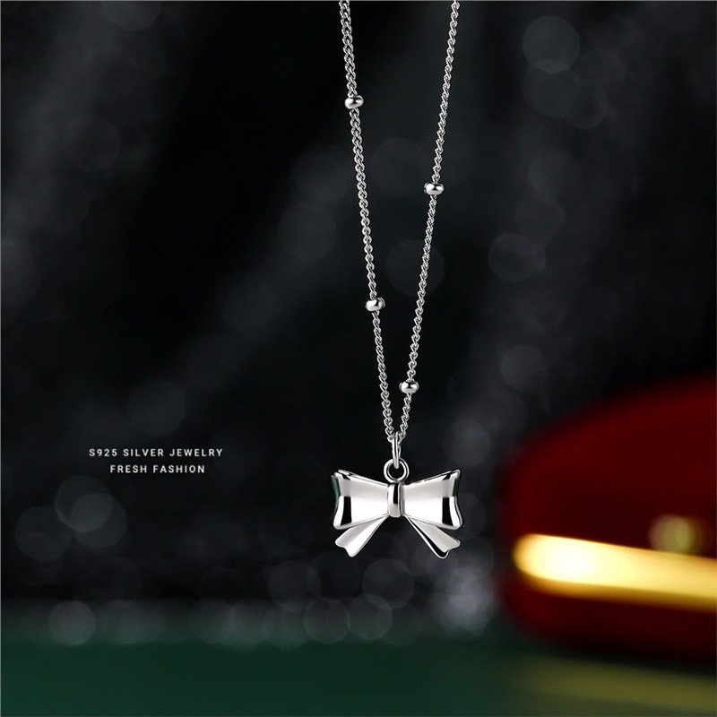 Collana leggera e versatile con fiocco di lusso per donna, catena alla clavicola di alta qualità e alla moda, dolce e semplice_voghion.com