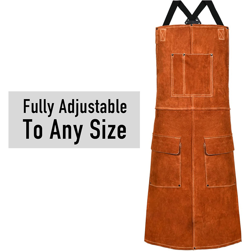 Delantal de terciopelo de doble cara de Amazon transfronterizo a prueba de salpicaduras, ropa de trabajo de soldador eléctrico, bolsillos en ambos lados con delantal al por mayor