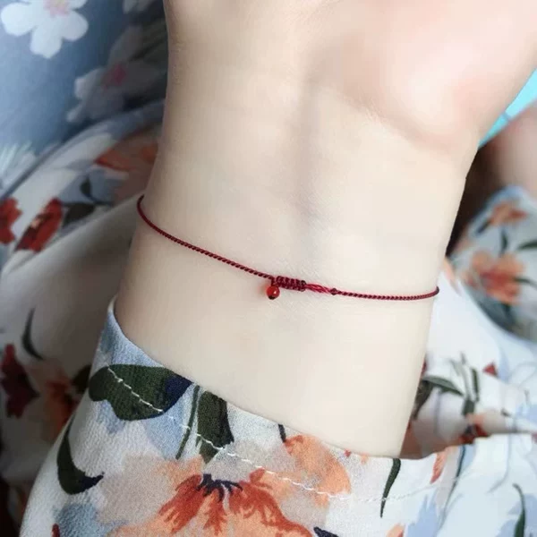 Ultra-Fine Minimalist Red String Ultra-Thin Hand-Woven Agate Bracelet for Couples, Suitable for the Year of Birth, Anti-Fading, Wrist and Ankle Bracelet