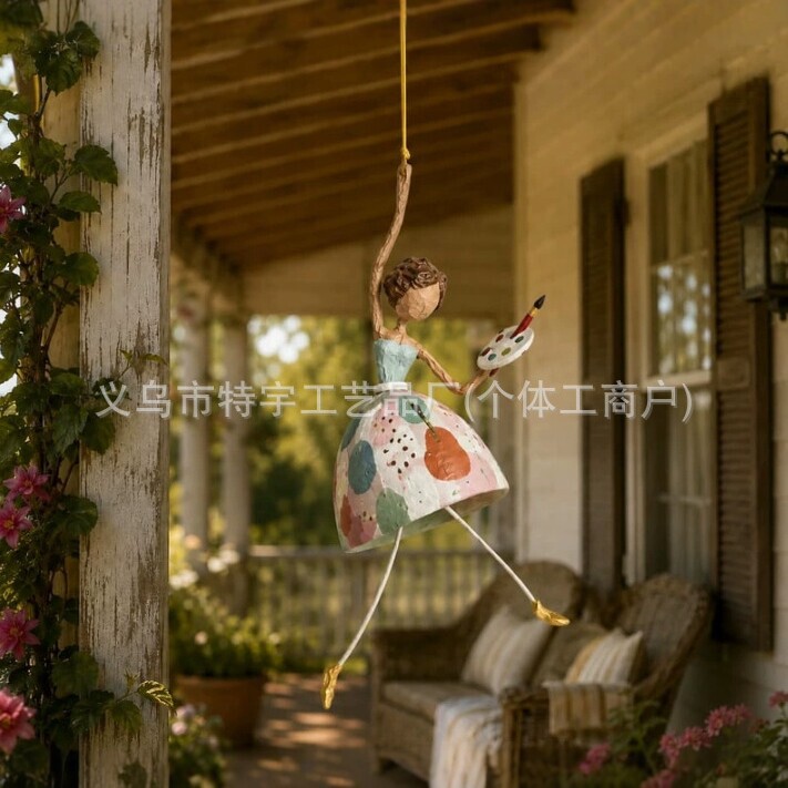 Cross-border resin ballet girl hanging ornament, outdoor courtyard garden decoration, creative craft Cross-border resin ballet girl hanging ornament, outdoor courtyard garden decoration, creative craft