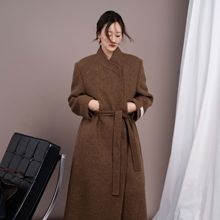 2025年老钱风高级感百搭双面10%苏力大衣女装秋冬季长款外套C-638