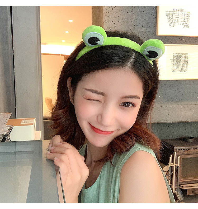 La misma banda de pelo de rana divertida de Lin Xiaozhai banda de pelo selfie banda de Pelo elástico de ala ancha banda de pelo de animales fiesta de producción propia