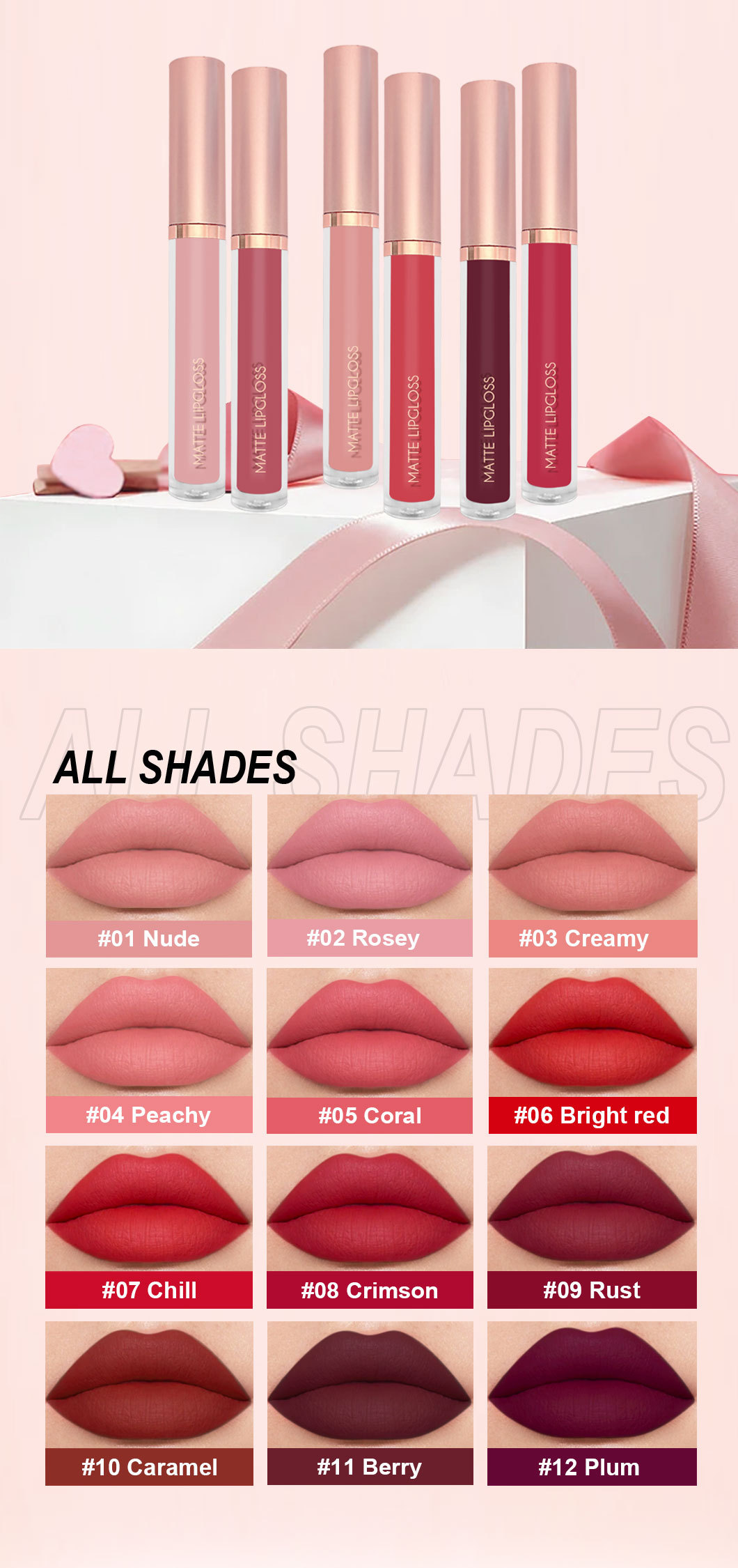 Cute Solid Color Plastic Lip Glaze display picture 2