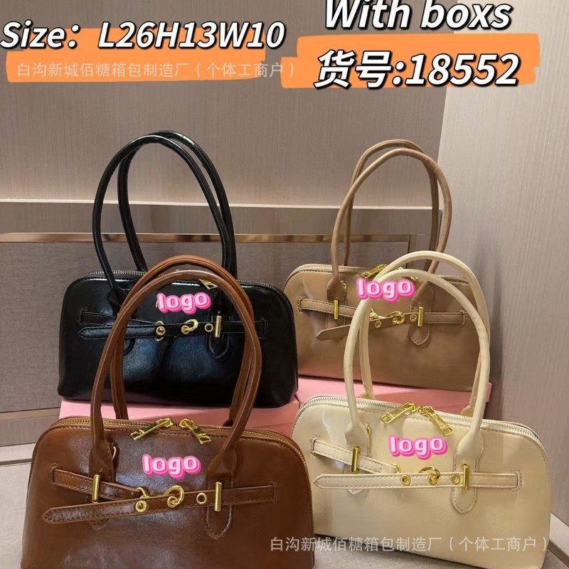 25 新しいレトロ miu シェルバッグポータブルボウリングバッグ大容量通勤ショルダークロスボディ半円形レディースバッグ|undefined