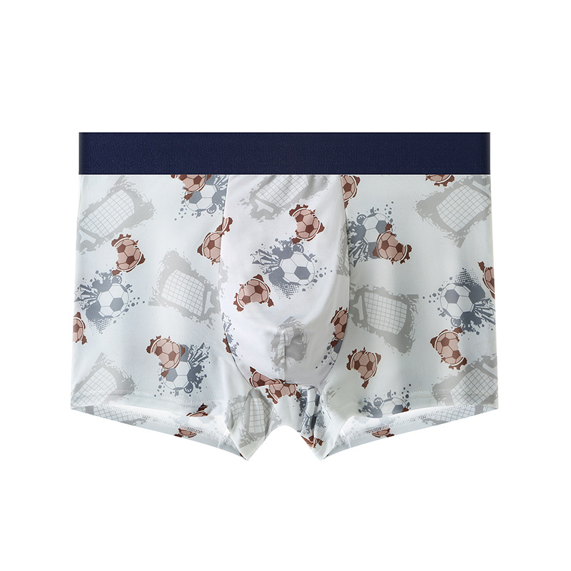 Ropa interior de hombre, seda de hielo, pantalones de cuatro esquinas con estampado antibacteriano, ropa interior de niño bóxer transpirable y sin costuras para adolescentes delgados de verano