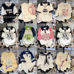 10元モードの露店の婦人服の半袖のtシャツのゆったりしている純綿のtシャツの上着は江湖の商品の卸売りを走ります。
