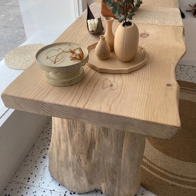 Solid wood board full piece of log tea table large board pine wood dining table top full piece tea table board office long desk