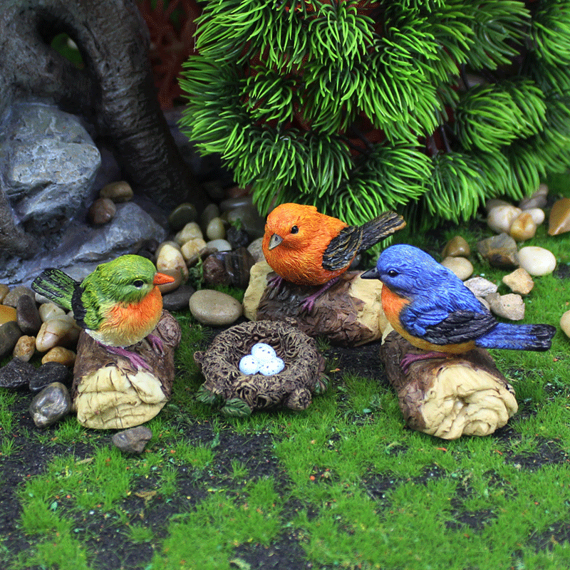 Micro Landscape Artificial Cute Boutique Bird Ornaments Cross-Border Garden Resin Crafts Animals 2022 New Decoration