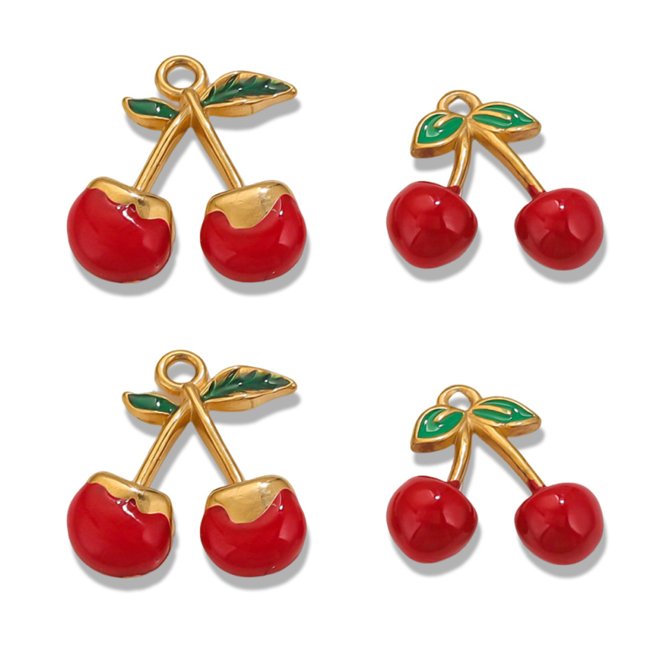 DIY hecha a mano pendientes collar colgante estereoscópico temperamento goteo de aceite cereza moda colgante material accesorios