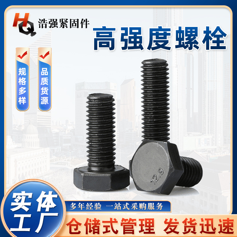 高强度外六角螺栓 外六角发黑高强度螺丝 高强度螺栓 全牙半牙