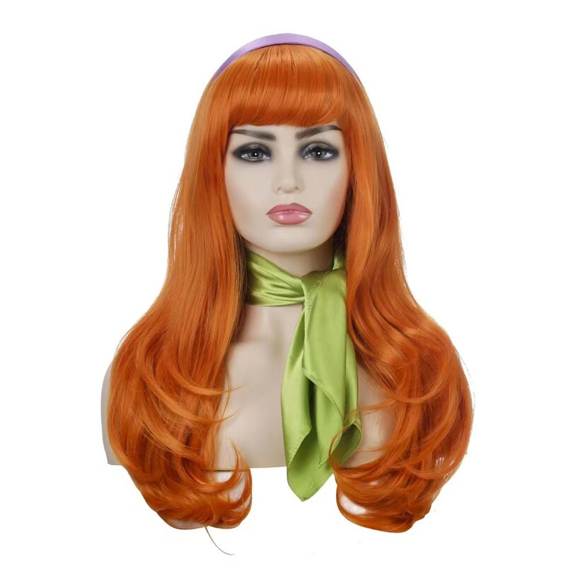 Long Wavy Orange Wig Movie Scooby-Doo Daphne Blake Wig Curly Hair Scooby-Doo Wig