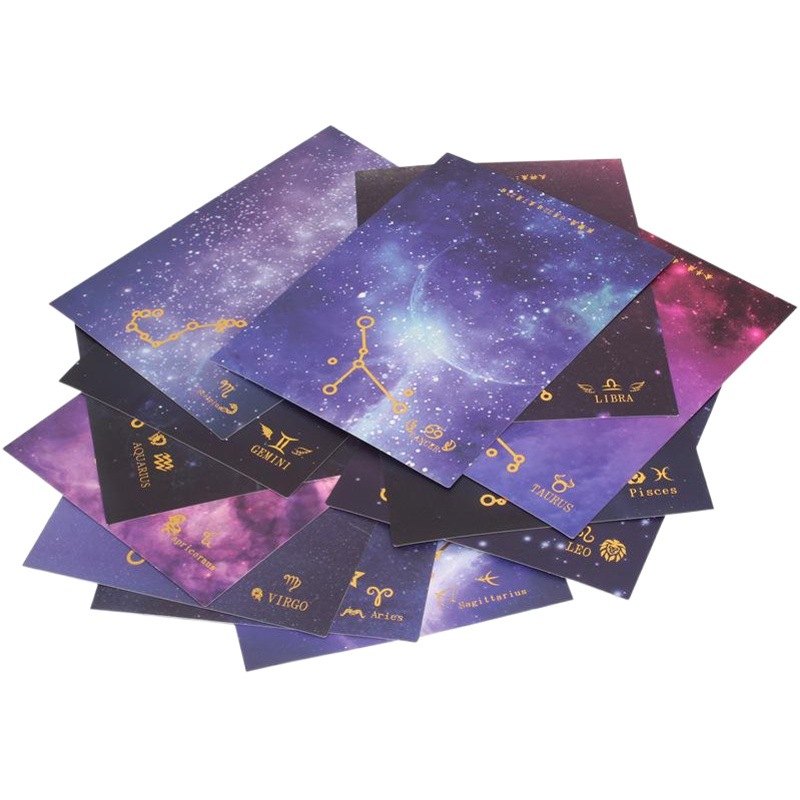 Doce constelación Cielo estrellado dorado tarjeta plegable pieza embalaje negocio tarjeta de felicitación flor caja de regalo Tarjeta de bendición tarjeta del mensaje