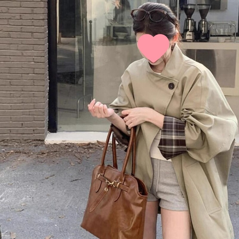 风衣女小个子2025新款春秋季英伦风高级感韩系爆款外套杏色经典黑|undefined
