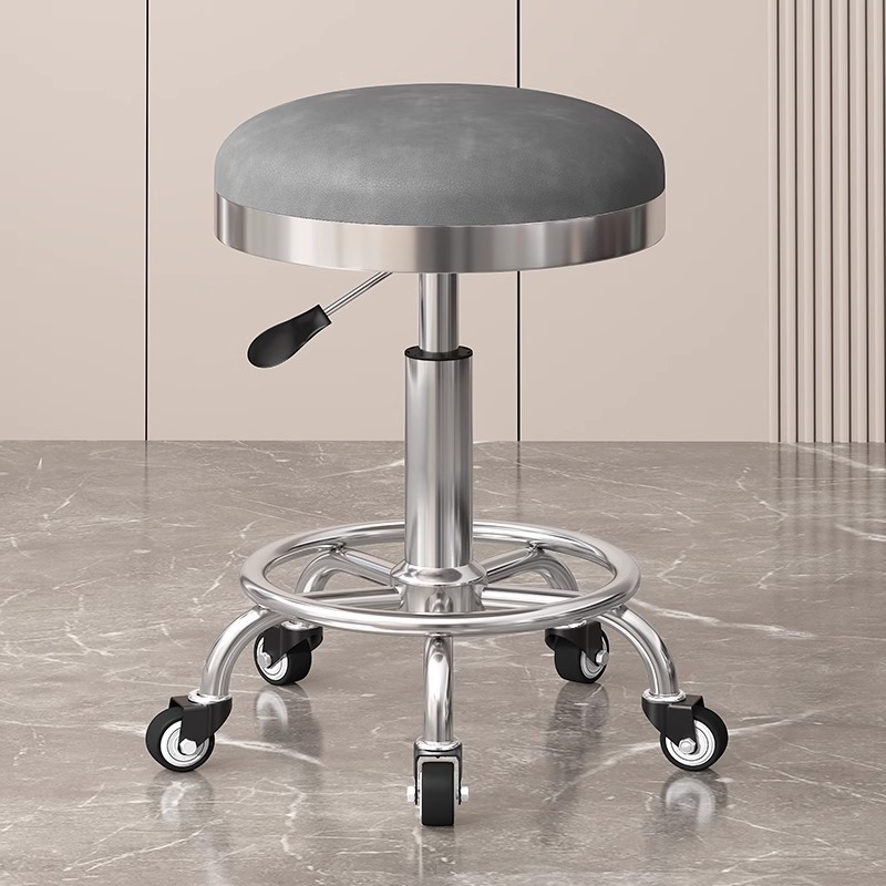 Taburete de belleza, taburete de polea especial para salón de belleza, taburete de peluquería, taburete de peluquería, silla de elevación para manicurista, taburete redondo