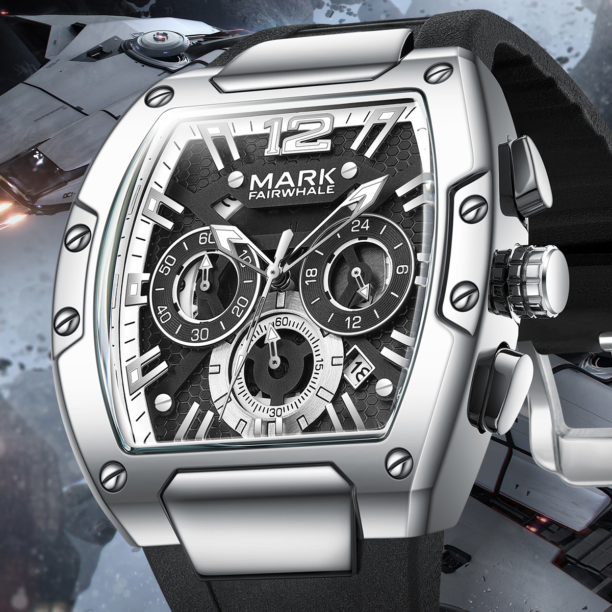 Mark Fairwhale Brand Watch Men's Multi-Functional Six-Pin Waterproof Luminous New Quartz Watch