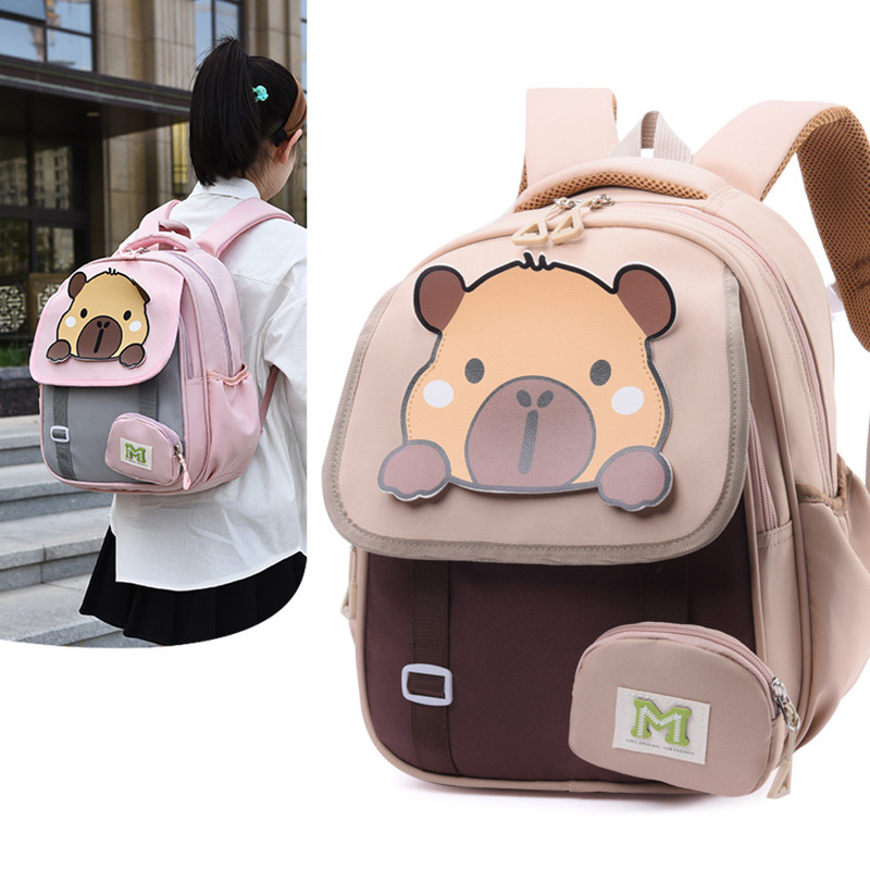 Mochila infantil Capibara caricatura lindas niñas mochila preescolar mochila para niños