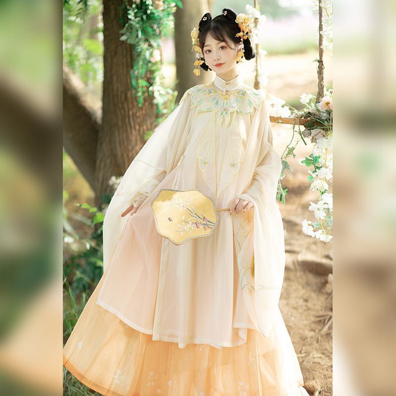 Original Hanfu for Women by Dieyu: Improved Chinese Style with Floral Hairpin, Intricate Embroidery, Cloud Shoulder, Ming Dynasty Style, Super Fairy for Summer