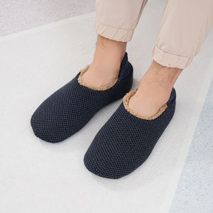 Winter men's foot warmer fleece-lined thick non-slip socks adult indoor wool warm shoes and socks home floor socks