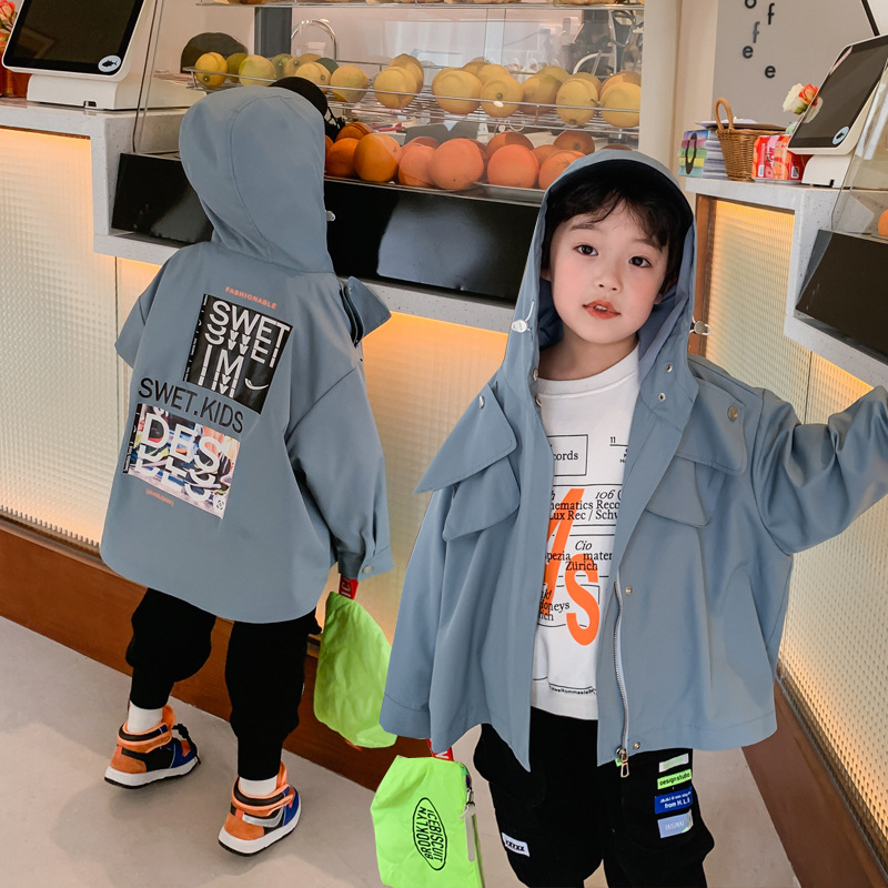 IM童装男童连帽风衣2021春季新款中大童儿童韩版外套防风服批发潮|ru